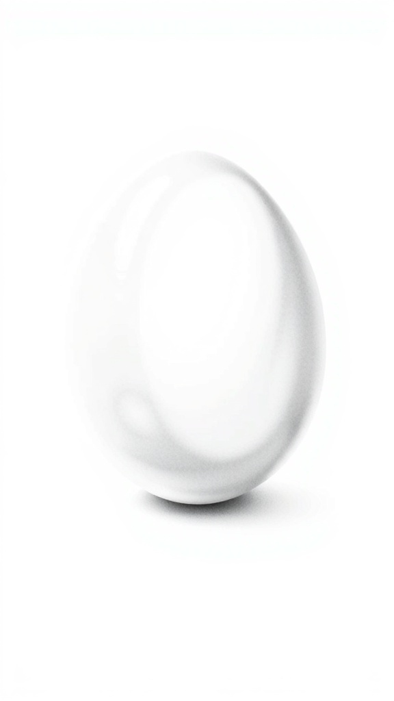 A realistic 3D drawing of an egg with smooth shading and highlights.